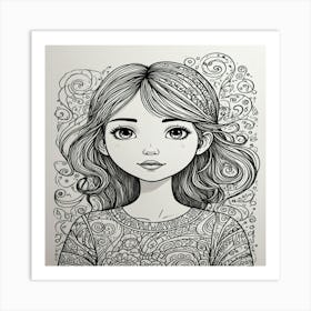 Girl With Long Hair Art Print