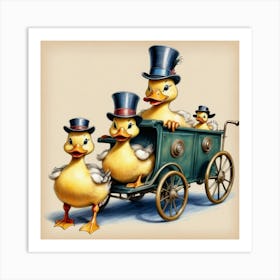 Ducks In Carriage 1 Art Print