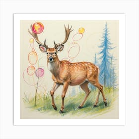 Deer In The Woods 109 Art Print