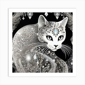 Cat Quilling Jewels Art Print