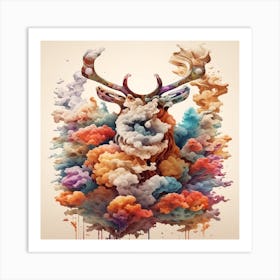 Deer thee cloudes2 Art Print