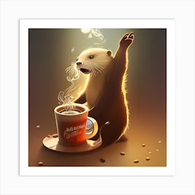 Otter Cafe - One More Latte, Please! Art Print