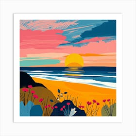 Sunset At The Beach 9 Art Print