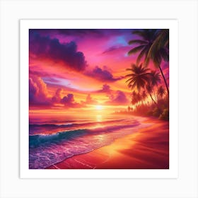 Sunset At The Beach 1 Art Print