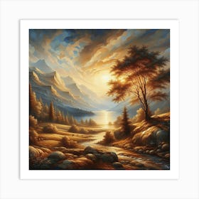 Sunset In The Mountains Art Print