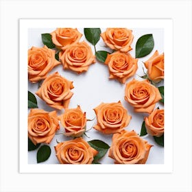 Orange Roses In A Circle Art Print