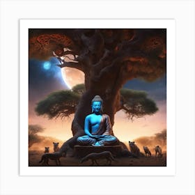 Buddha with hyenas Art Print