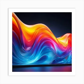 Vibrant 3d Abstract Design Featuring Flowing Signal Colors Cascading Spectrum Overlap Dynamic Swir Art Print