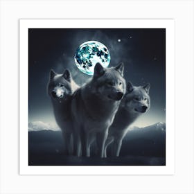 Three Wolves Art Print