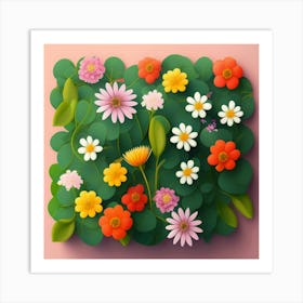 3d Flower Background Art Print