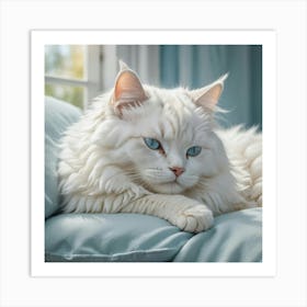 White Cat With Blue Eyes Art Print