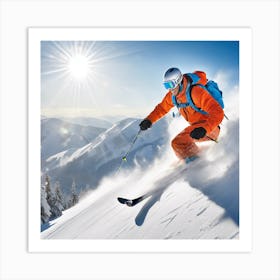 Skier On The Slopes Art Print