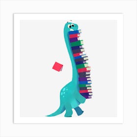 Cute Dinosaur Book Reading Art Print