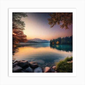 Sunset Over Lake 10 Art Print