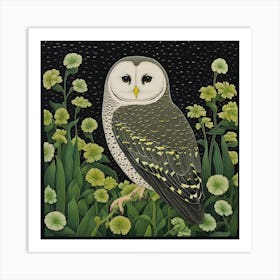 Ohara Koson Inspired Bird Painting Barn Owl 1 Square Art Print