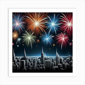 New York City Fireworks 2 Art Print