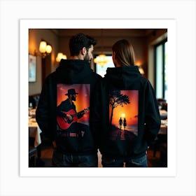 Sunset Couple Hoodie Affiche