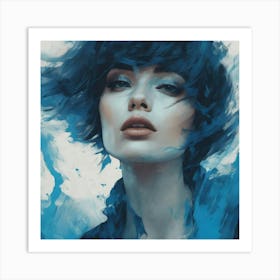 Blue Haired Woman Art Print