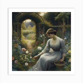 Girl In A Garden 15 Art Print