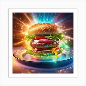 Burger On A Plate 51 Art Print