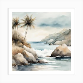 Watercolour Of Palm Trees Art Print