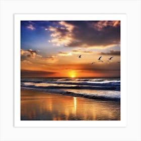 Sunrise At The Beach 1 Art Print