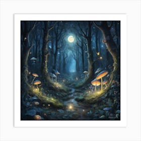 Night In The Magic Forest Art Print 0 Art Print