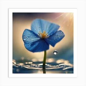 Blue Flower In Water Art Print