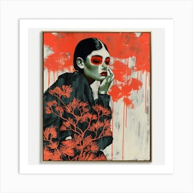 Woman With Red Eyes Art Print