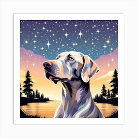 Weimaraner, colorful dog illustration, dog portrait, animal illustration, digital art, pet art, dog artwork, dog drawing, dog painting, dog wallpaper, dog background, dog lover gift, dog décor, dog poster, dog print, pet, dog, vector art, dog art, dog in a starry night Art Print