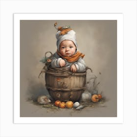 Baby In A Bucket Art Print