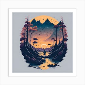 Sunset At The Lake Art Print