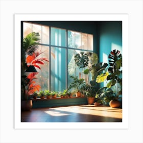 Colorful Room With Plants Art Print