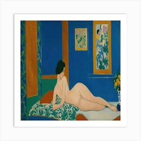 Nude Woman In A Blue Room Art Print