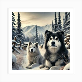 Huskies In The Snow 1 Poster