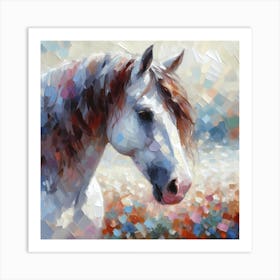 White Horse In A Field 1 Art Print