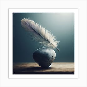 Feather Quill And Stone Art Print