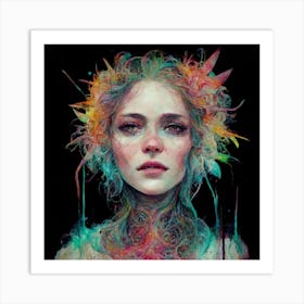 Woman With Colorful Hair Art Print