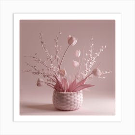 Tulips In A Basket Art Print