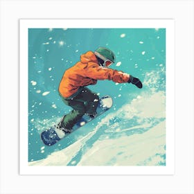 Snowboarder In The Snow 2 Art Print