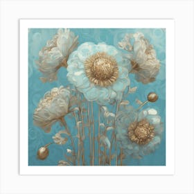 Klimts Would Love These Flowers Light Blue 7 Art Print