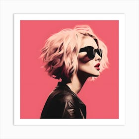 Punk Woman In Pink And Black 3 Art Print