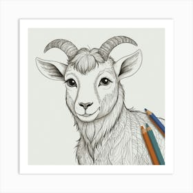 Goat Drawing 8 Art Print