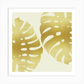 Golden tropical leaf 7 Art Print