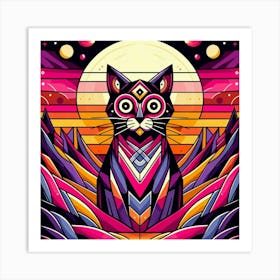 Spindle Low Poly Cat Art Print