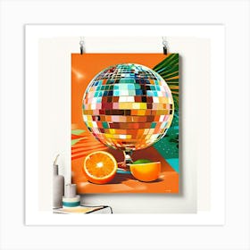 Disco Ball Orange Disco Poster Trendy Aesthetic Food Kitchen New Canvas Print Art Print