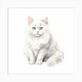 Russian White Cat Portrait 3 Art Print