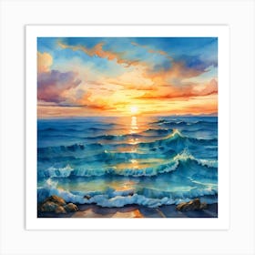 Sunset On The Ocean Art Print