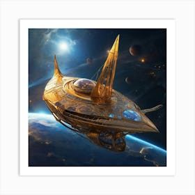Spaceship In Space 2 Art Print