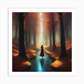 Girl In The Forest Art Print